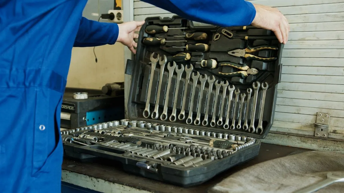 Mechanic's tools laid out, serving Corley drivers