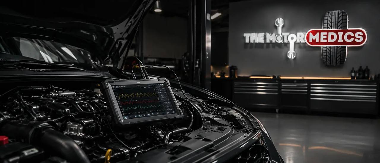 Professional vehicle diagnostics on engine bay