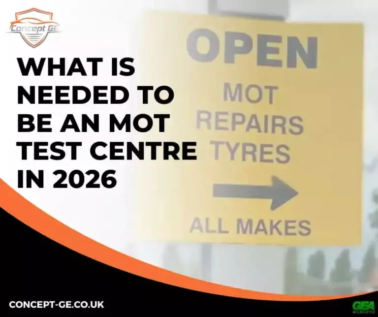 Yellow MOT test centre sign showing MOT, Repairs, Tyres and All Makes services